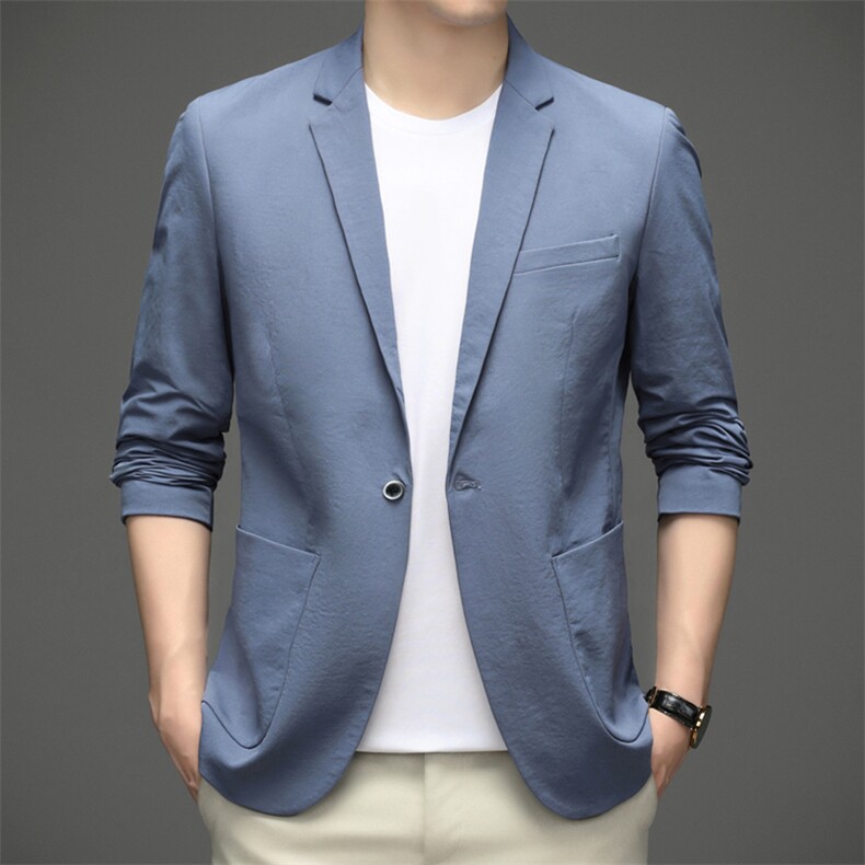 2023年新款春秋季中青年男士商务休闲纯色西装单西服便西外套男装,男装西服,电商B212（原钱塘6029）