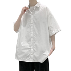 短袖衬衫纯棉夏季五分袖港风潮牌休闲衬衣服A436-0601-P4560，男装衬衫，电商A436