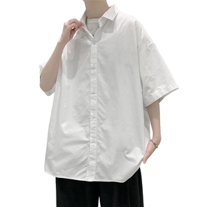 短袖衬衫纯棉夏季五分袖港风潮牌休闲衬衣服 A436-0601-P4560图片