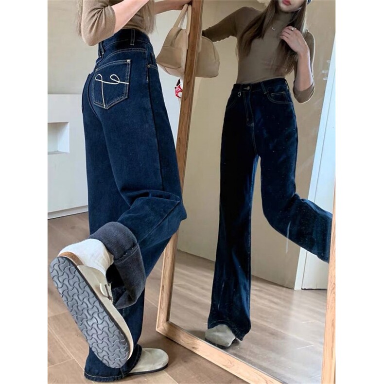 1506-1/KL10191/P53深蓝色复古高级感牛仔裤直筒裤阔腿裤拖男女，男装牛仔裤，星座1506-1