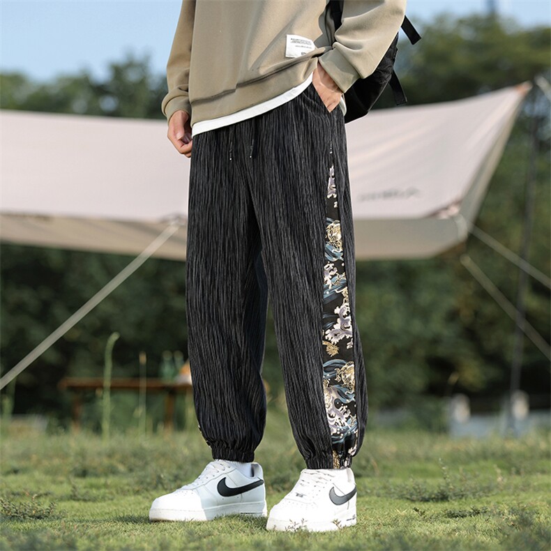 风男士复古拼接束脚哈伦裤秋冬季大码灯芯绒休闲裤子219-WK21,男装休闲裤,星座219