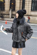 狐狸毛领牛仔外套！MLXL！现货！！，其它，欧雅斯丹·尔