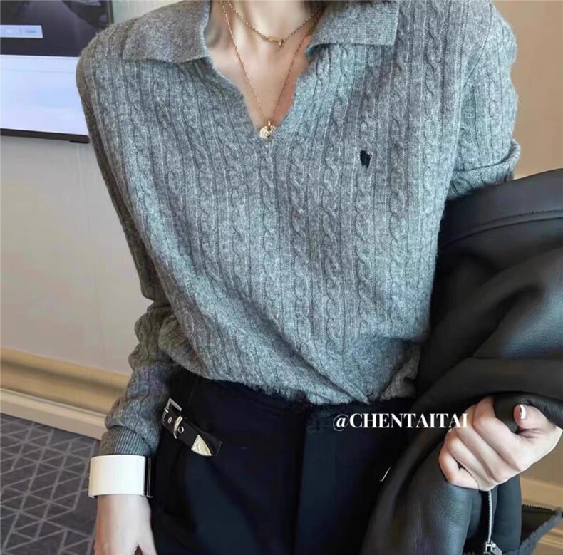 时尚小马图案女士V领羊毛衫柔软保暖舒适优雅百搭款,女装羊毛衫,千御纺羊绒