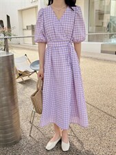 【补单款】夏季格子系列显瘦款连衣裙，女装连衣裙，奥瑾