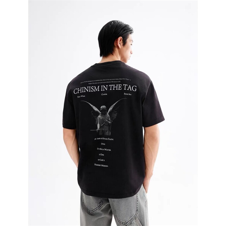 印花重磅短袖T恤男新款男士美式2026年夏季透气打底衫半袖潮流ins，男装T恤，星座1210-1