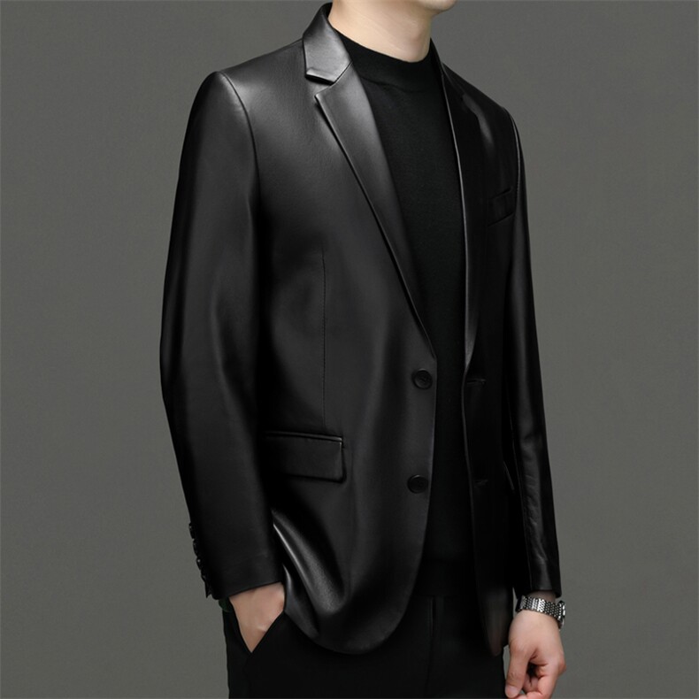 2310秋冬新款海宁男士皮衣皮西服休闲男装外套百搭P700,男装皮衣,电商B360