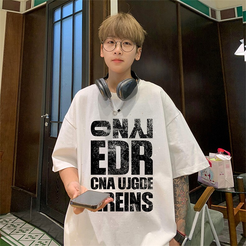 可48小时发货支持抖音得物来样二开美式满天星亮片短袖T恤MTX710，男装T恤，电商A486