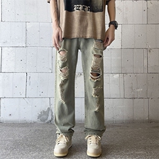 美式高街破洞牛仔裤男潮牌个性显高休闲裤G431/P45，男装牛仔裤，电商D202-1