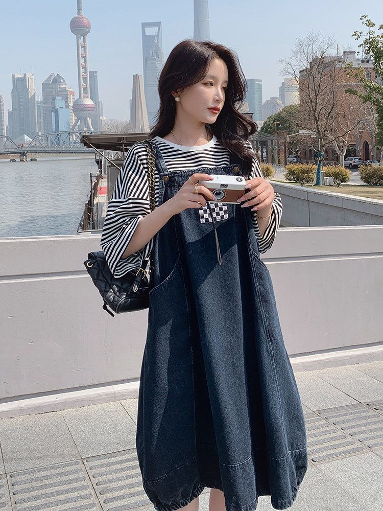 春现减龄简约花苞裙牛仔灯笼裙套装B190-F8707-P105-K158-T40-k1,女装套装/套裙,2B190