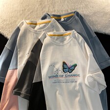 新款港风短袖t恤印花蝴蝶图潮牌上衣TC3110-P27，男装T恤，星座717