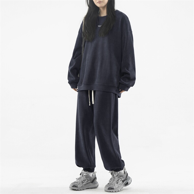 美式圆领卫衣螺纹束脚裤直筒休闲垂顺秋冬套装-TZ830特批92,男装休闲套装,星座718