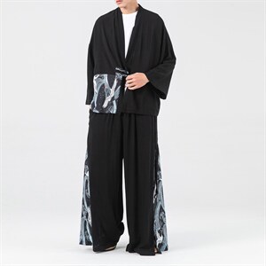 大码汉服改良风开衫阔腿裤套装情侣两件套古风仙气 TZ72/P145图片