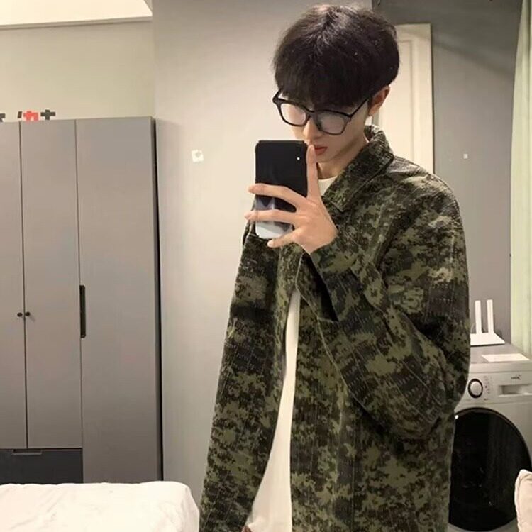 C4554-P322025美式复古扎染衬衫男生宽松大码衬衣外套,男装衬衫,电商B323A