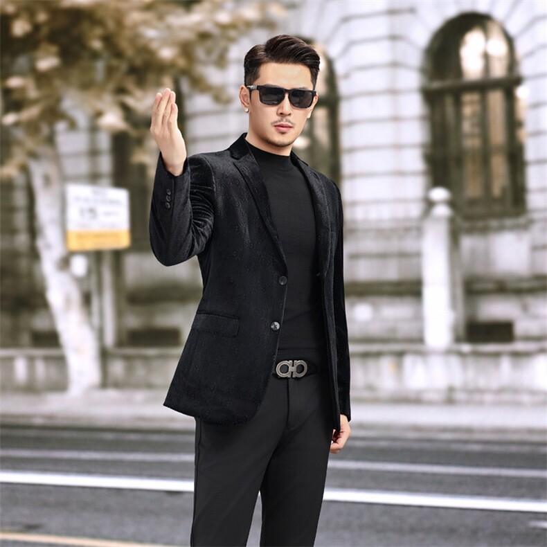新款男士秋冬新款休闲西服商务小西装金丝绒6815P180,男装西服,电商D225