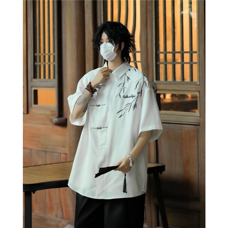 新中式风秋季长袖白衬衫男宽松团建出游职业工装休闲衬衣,男装衬衫,星座1210-1