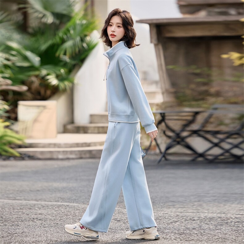2025新款春装休闲刺绣半拉链卫衣两件套,女装卫衣/绒衫,梦懿尔