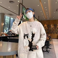 日系复古慵懒风软糯情侣套头毛衣M01-P53，男装针织衫/毛衣，星座1109-3