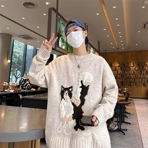日系复古慵懒风软糯情侣套头毛衣M01-P53图片