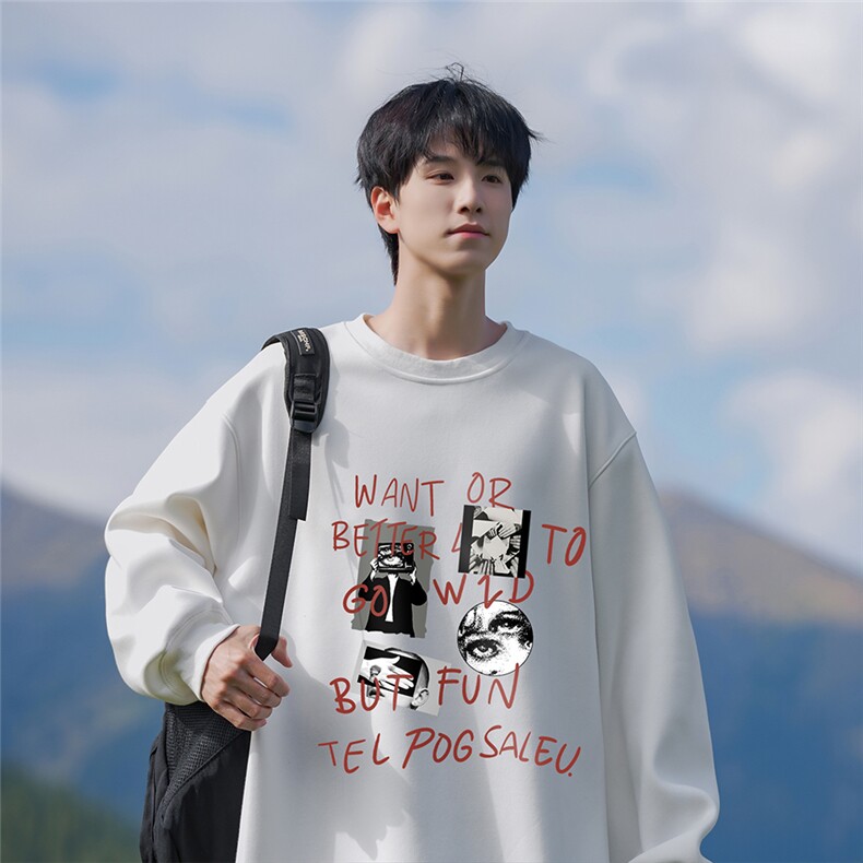 24新款山系个性时尚印花圆领长袖卫衣A247-FW01P30控48,男装卫衣,电商A247