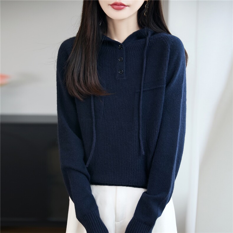 秋冬小香风连帽针织毛衣女25新加厚保暖长袖打底叠穿内搭毛衫卫衣,针织衫/毛衣,唐诺