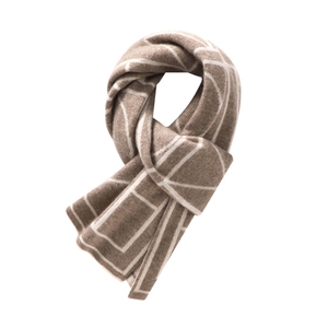 时尚百搭35%山羊绒保暖围巾 简约几何图案 秋冬必备单品图片