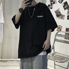 CL5男女中性圆领短袖半袖T恤衫外套大码字母印花学生TEE潮宽松T，男装T恤，星座115A-3