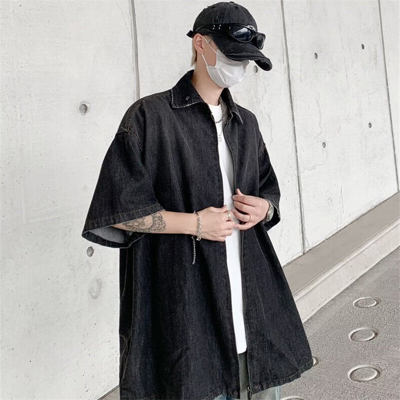 2025夏季渐变短袖衬衫男牛仔衬衣C1020,男装衬衫,星座1108