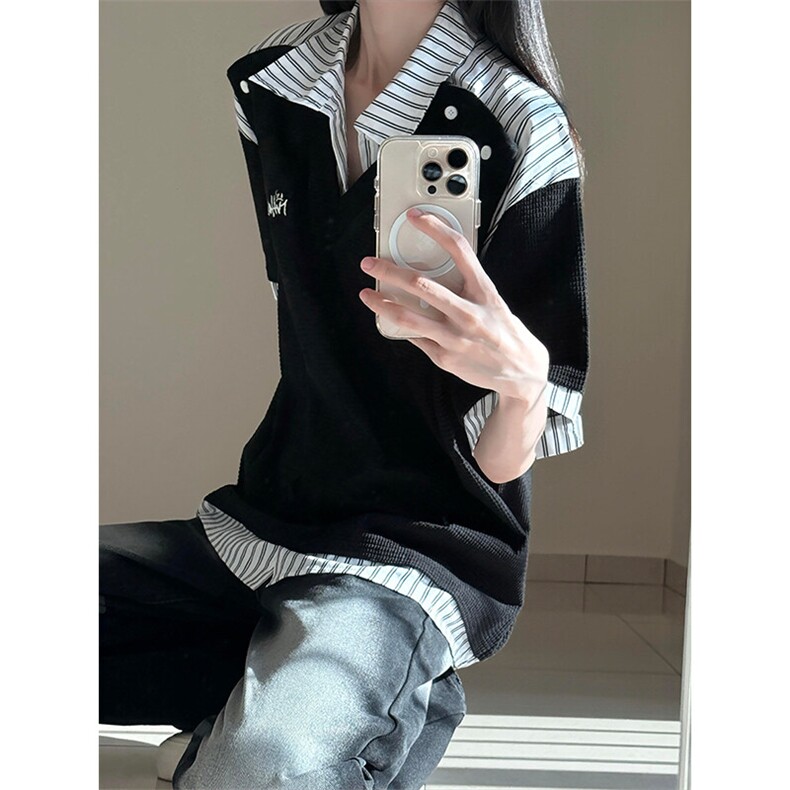 假两件套T恤男女拼接设计感XZ610A-T88507-T批40,男装T恤,星座610A