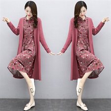 时尚优雅女装套装修身显瘦花裙子两件套XBL092，女装套装/套裙，欣贝拉