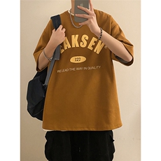 2023夏季新款日系字母印花T恤宽松休闲短袖上衣JK23209-p35控48，男装T恤，星座605(原A050)