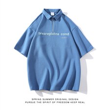 夏季新款POLO杉休闲潮流美式华夫格百搭翻领短袖T恤PL3320-P52，男装T恤，星座717