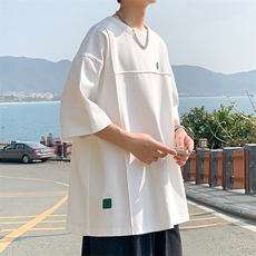 2024夏季新款港风外景大码圆领双纱短袖T恤M-5XHT24375-P40，男装T恤，电商A022