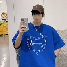 1港风休闲运动情侣大码M-5XL潮爱心印花短袖T恤男DT7835P25控38，男装T恤，星座226-2