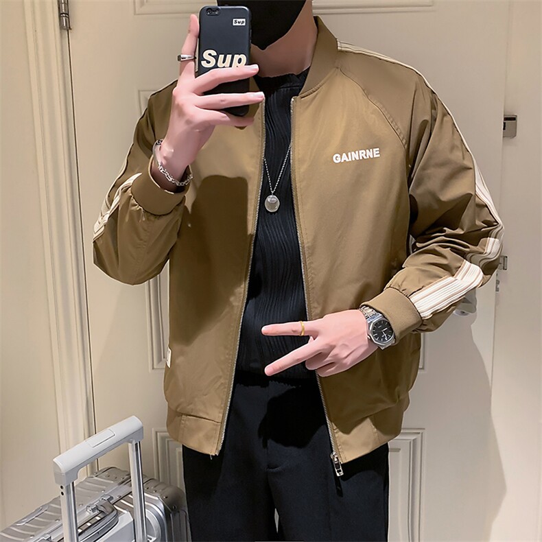 2025新款棒球服外套男春季立领条纹夹克上衣A313-1-901-P105,男装夹克,电商A313-1