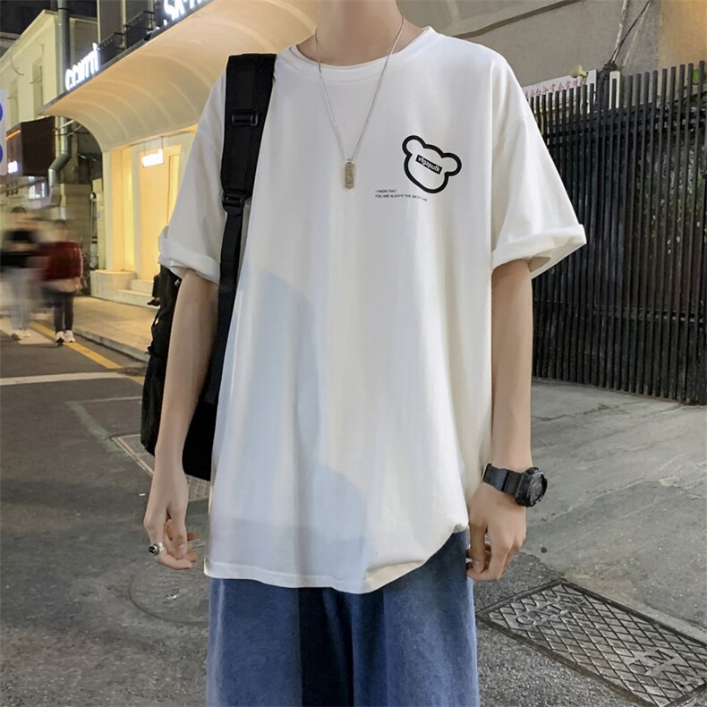 小众设计感夏装小熊刺绣短袖T恤男女新ins宽松半袖上衣T585-P22,男装T恤,星座512-2