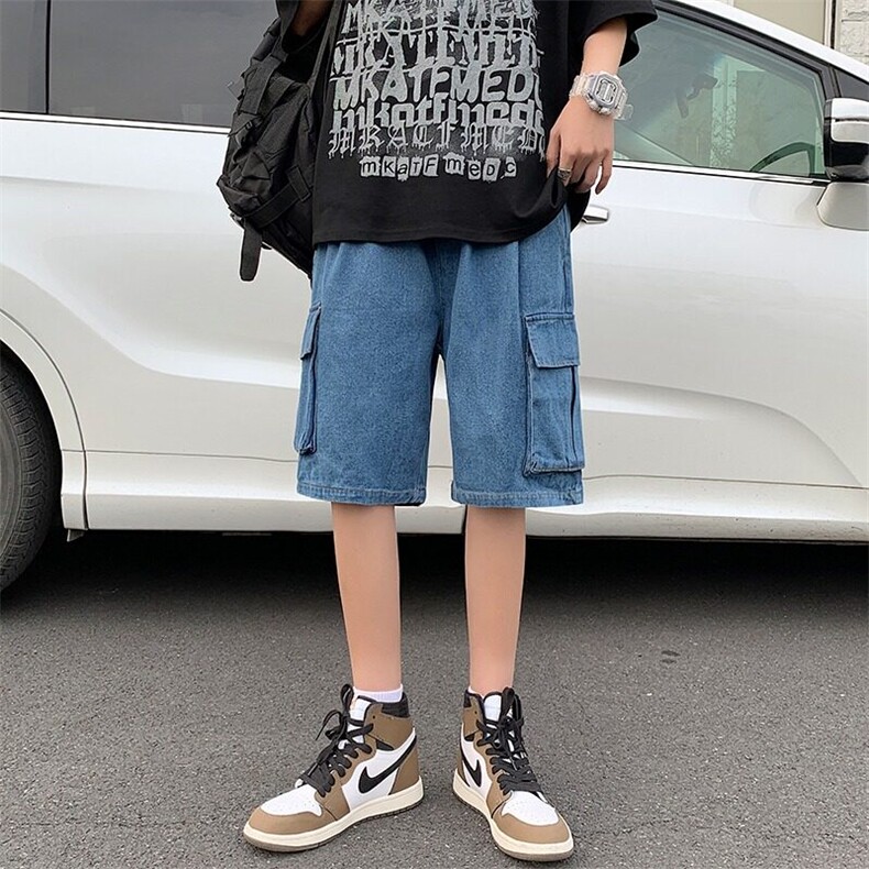 美式牛仔短裤男宽松休闲工装五分裤夏季新款潮流街头百搭k348/P42,男装牛仔裤,星座506