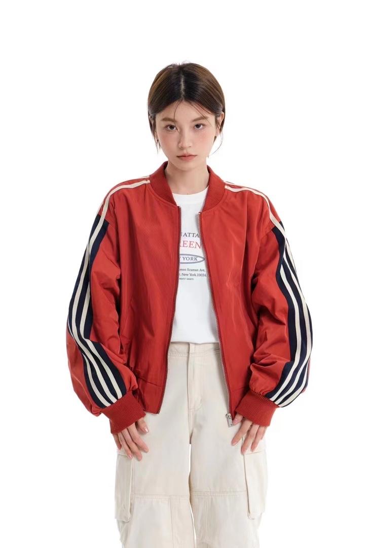 欧货气质拼条棒球服外套,女装其它,L·H·X