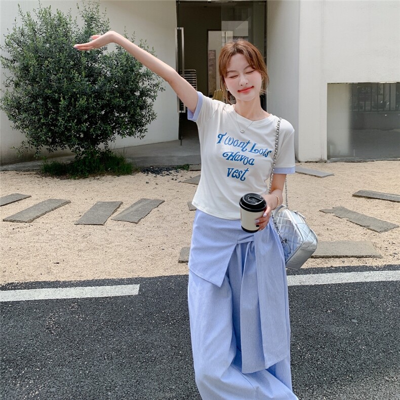 【新款现货】白拼蓝运动套装088-7726P165K228,女装套装/套裙,2C088