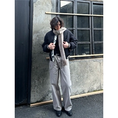 水墨画双面穿棒球服夹克男款春秋美式高级感褶皱复古宽松休闲外套，男装夹克，星座506A