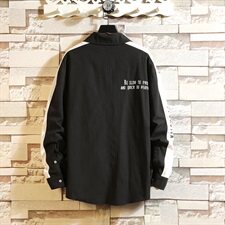 2021日系墙纸风春季新大码休闲拼接纽扣翻领衬衫男C507-P45，男装衬衫，电商A001