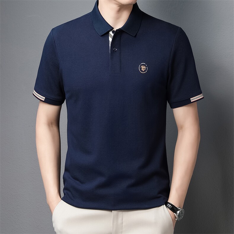 夏季新款男士纯棉翻领短袖t恤中年有领男装上衣服休闲POLO衫,男装T恤,电商B212（原钱塘6029）