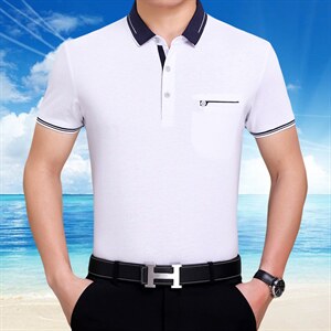 爸爸夏装短袖棉t恤中老年人男装夏季上衣中年男士polo衫夏天衣服图片