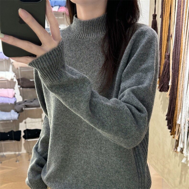女士秋冬纯色圆领长袖,女装羊毛衫,朝思羊绒