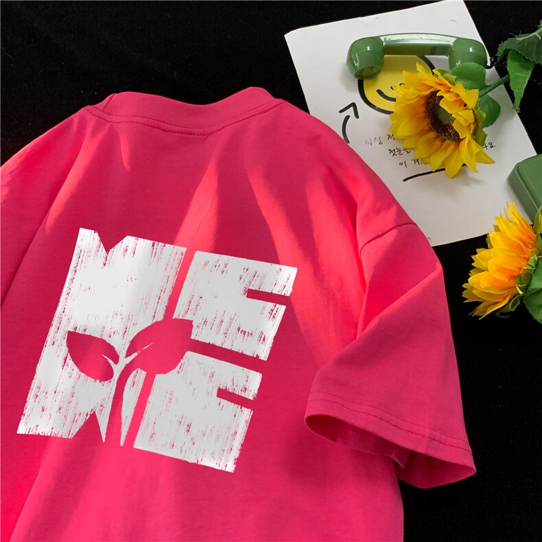 M304-P25夏季潮牌手绘字母花朵纯棉印花短袖男女同款情侣款上衣,男装T恤,星座617A-2