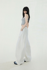 2025复古破洞宽松廓形香蕉牛仔裤女百搭休闲阔腿弯刀裤YD9007-P75图片