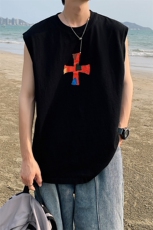夏季港风t恤男宽松大码纯棉运动背心坎肩潮牌无袖BX011P27，男装背心/马甲，星座1204-3
