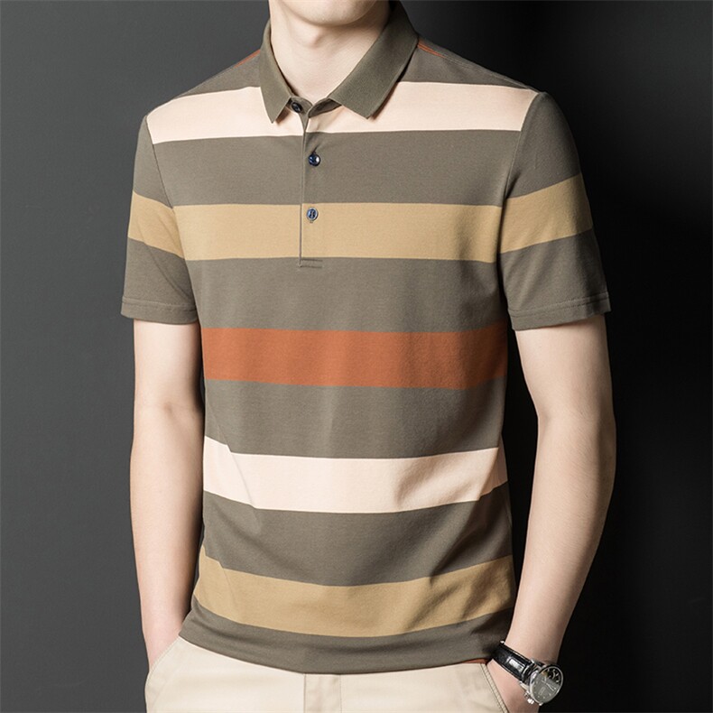 夏季新款男士翻领短袖t恤中年有领男装上衣服休闲POLO衫图片