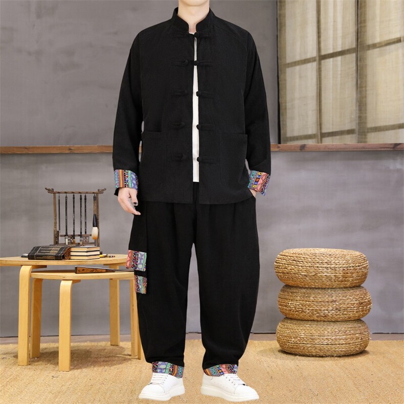 男士外套灯芯绒夹克套装盘扣立领风XZ1512-2502套装-P130，男装夹克，星座1512