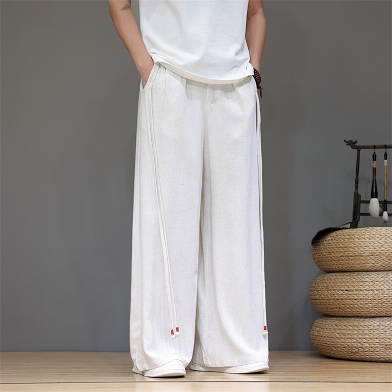 夏季 大码风棉麻亚麻直筒休闲阔腿裤新中式汉服男女 K258/P70图片