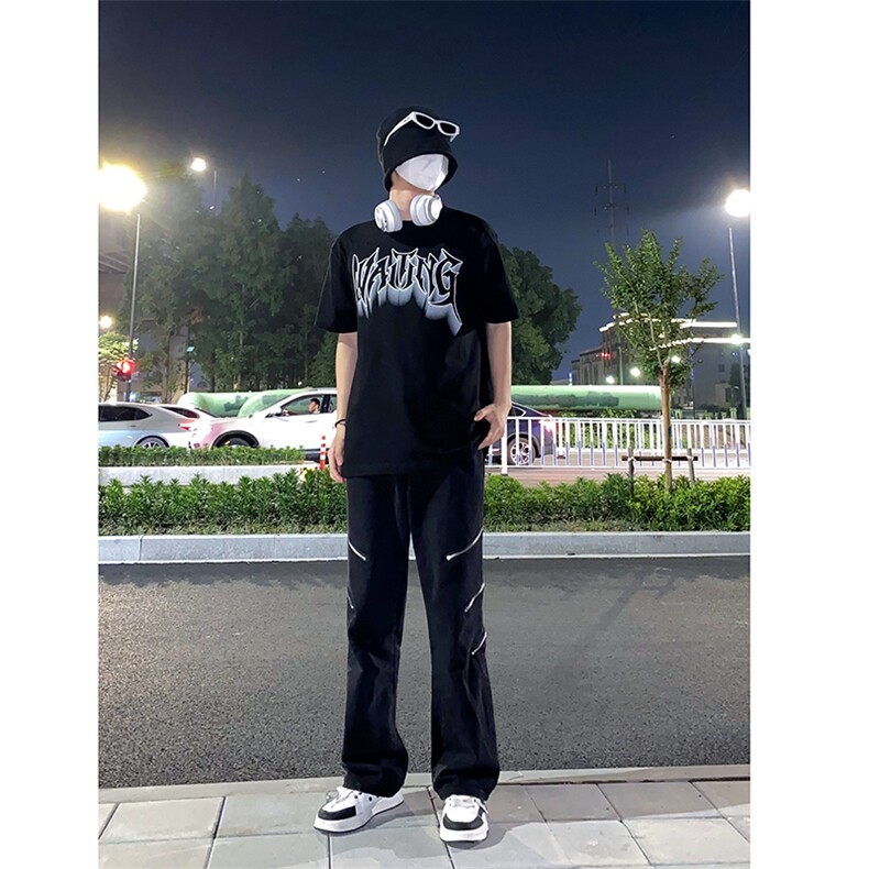 B221 美式ins高街暗黑小众个性拉链直筒牛仔裤 LK23054-P70 控98图片